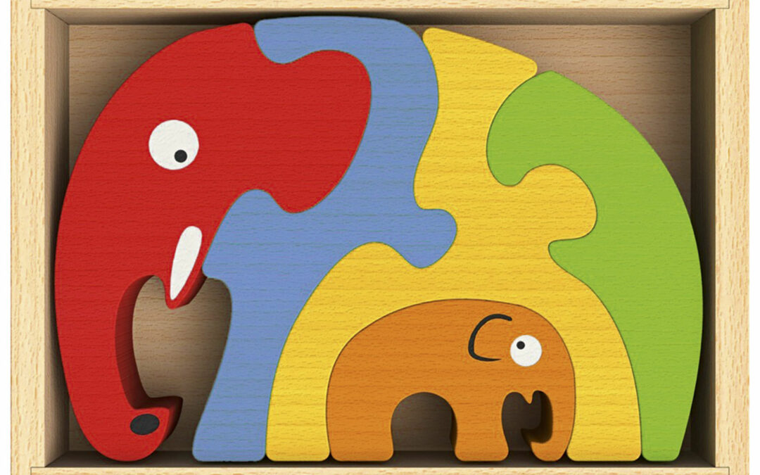 Elefantes. Puzzle de madera