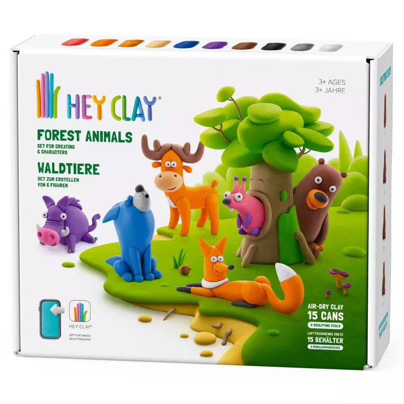 Hey Clay ANIMALES DEL BOSQUE - 15 latas + herramientas de modelado