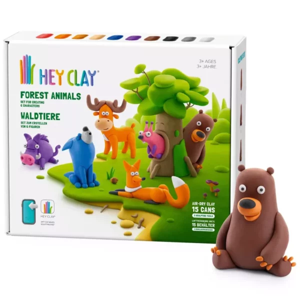 Hey Clay ANIMALES DEL BOSQUE - 15 latas + herramientas de modelado